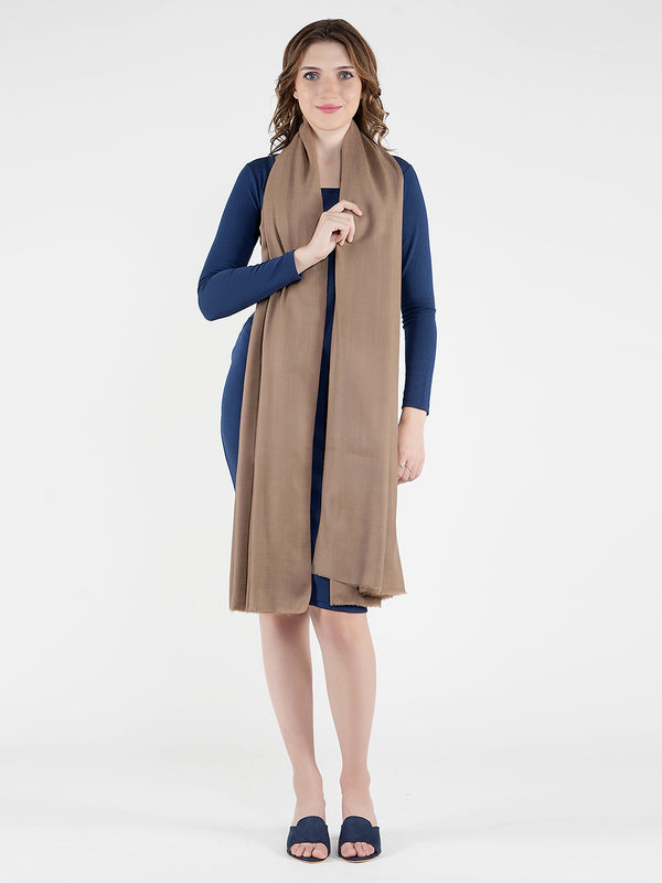 Solid Brown Fine Wool Women Shawl – Soft Winter Wrap (80 x 40 Inches)