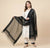 Black Organza Dupatta with Golden Beads Work & Tassel Border