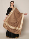Brown Woolen Women Shawl with Gold Border – 80x40 Inches