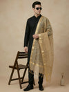 Organza Meena Jaal Mens Dupatta – Gold with Gold Woven Design