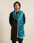 Blue Nazneen Chiffon Mens Dupatta with Floral Embroidery & Border
