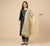 Gold Cotton Dupatta with Golden Stripe Weave & Tassel Border