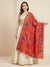 Luxe Cosmos Womens Orange Dupatta with Zari Brush Print & Lace Border