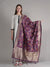 Purple Paithani Silk Dupatta with Multicolour Floral Zari Weave (Size: 2.5x1 m Approx)