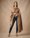 Everyday Wool Blend All-Over Zari Jacquard Woven Floral Trellis Brown Stole