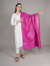Pink Banarasi Silk Dupatta with Gold Zari Buti & Ornate Border (Size: 2.5x1 m Approx)