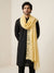 Organza Mens Dupatta – Lemon with Paisley Embroidery & Floral Design