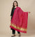 Bamboo Silk Bandhani Inspired Gajji Women Pink Dupatta with Elephant & Floral Motifs and Golden Tape Border