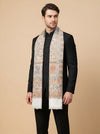Noble Kani Weave Mughal Architecture & Floral Garden Wool Blend White Stole
