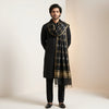 Cotton Cut Work Mens Dupatta – Black Gold Tone with Woven Design