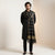 Cotton Cut Work Mens Dupatta – Black Gold Tone with Woven Design