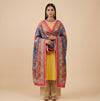 Chinon Floral Mirror Work Women Multicolor Dupatta with Designer Printed Panels & Lace Border