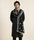 Black Nazneen Chiffon Mens Dupatta with Floral Embroidery & Border