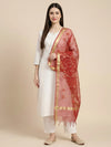 Red Organza Meena Jaal Dupatta | Elegant Sheer Festive Drape