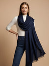 Everyday Micro Wool Solid Blue Stole | Soft & Lightweight Wrap