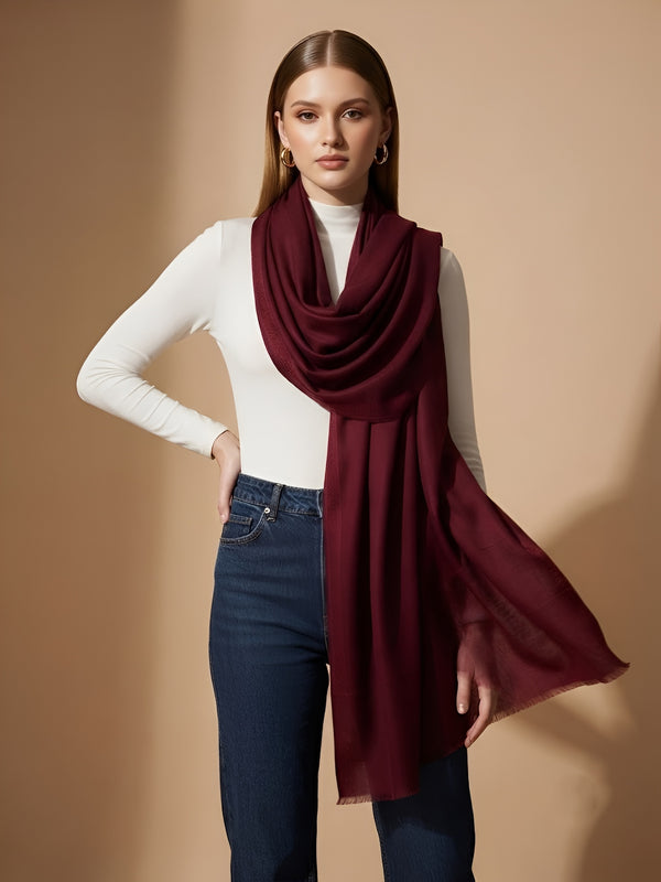 Everyday Micro Wool Solid Maroon Stole | Soft & Lightweight Wrap
