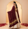 Luxurious Gajji Silk Maroon Dupatta with Bandhani Dots & Zari Border