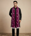 Wine Nazneen Chiffon Mens Dupatta with Floral Embroidery & Border