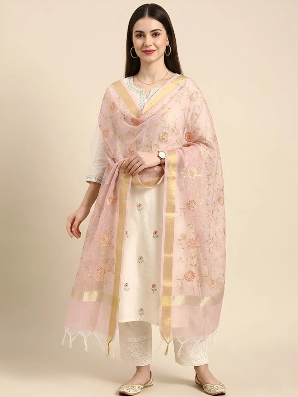 Lavender Organza Meena Jaal Dupatta | Elegant Sheer Festive Drape