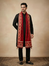 Heritage Kutch & Phulkari Heritage Art Mirror Work Embroidered Maroon Mens Dupatta with Ornate Border
