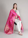 Rani Paithani Silk Dupatta with Multicolour Floral Zari Weave (Size: 2.5x1 m Approx)