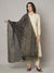 Black Chinon Dupatta with Gold Stripe Sequin Work & Gota Border (Size: 2.5x1 m Approx)
