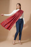 Regal Kani Weave Floral Wool Blend Red Stole | Kashmiri Inspired