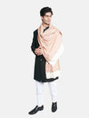 White Jamawar Wool Blend Mens Shawl with Intricate Paisley Weave – 80×40 Inches