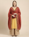 Luxe Heritage Chinon Phulkari Chinon Maroon Dupatta with Elegant Lace Border