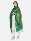 Green Banarasi Silk Dupatta with All-Over Woven Floral Motifs & Rich Zari Border (Size: 2.5x1 m Approx)