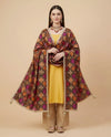 Luxe Phulkari Chinon Mirror Work Embroidered BlackDupatta with Elegant Lace Border