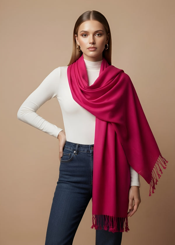 Everyday Solid Textured Viscose Pink Women's Stole | Lightweight Wrap