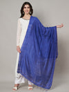 Royal Blue Solid Cotton Dupatta with Subtle Texture & Tassel Ends (Size: 2.5x1 m Approx)