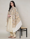 Woolen Women Shawl with Traditional Bird & Floral Jaal Motifs and Ornate Woven Border (80 x 40 Inches)