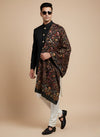 Printed Bamboo Silk Mens Shawl – Black Floral Classic Wrap (80 x 40 Inches)