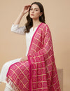 Chinon Bandhani Print Crush Women Rani Dupatta with Traditional Motif Grid Design & Tassel Detailing