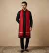 Cotton Mens Dupatta – Maroon with Golden Border & Tassel Finish