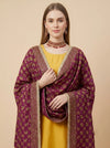 Luxe Heritage Phulkari Chinon Embroidered Purple Dupatta with Lace Border