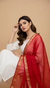 Red Lightweight Cotton Silk Dotted Dupatta | Elegant Everyday Ethnic Drape