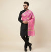 Organza Zari Buta Mens Dupatta – Pink Tone with Gold Woven Design