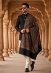 Woolen Mens Shawl with Intricate Traditional Motif & Ornate Woven Border | 80 x 40 Inches