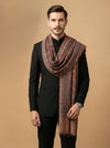 Reserve Mens All-Over Kalamkari Floral Print Bamboo Silk Brown Stole