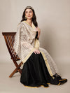 Grey & Gold Striped Cotton Silk Dupatta with Tassel Finish (Size: 2.5x1 m Approx)