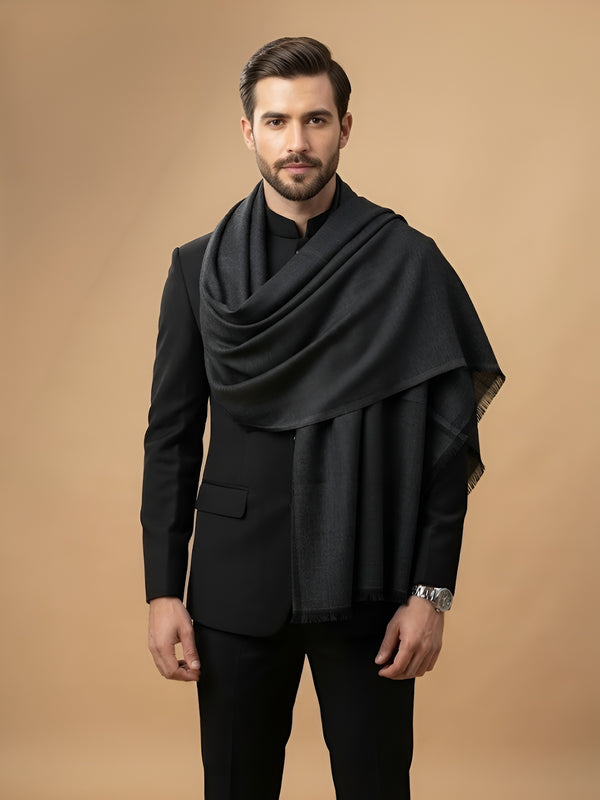 Timeless Mens Micro Wool Solid Timeless Black Stole | Soft Everyday Wrap