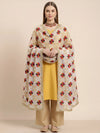 Luxe Chinon Women Phulkari White Dupatta with Lace Border & Traditional Motif Work
