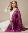 Fendi Women Dupatta – Wine Tone with Lace Border & Latkan