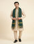 Cotton Silk Mens Dupatta – Green with Zari Buta & Border Work