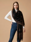 Regal Kani Woven Paisley Border Wool Blend Black Stole | Kashmiri Inspired