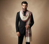 Mir-e-Khas Men's Kashmir-Inspired Kingri Jacquard Woven White Shawl with Floral Border