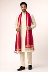 Cotton Silk Mens Dupatta – Rani with Zari Buta & Border Work